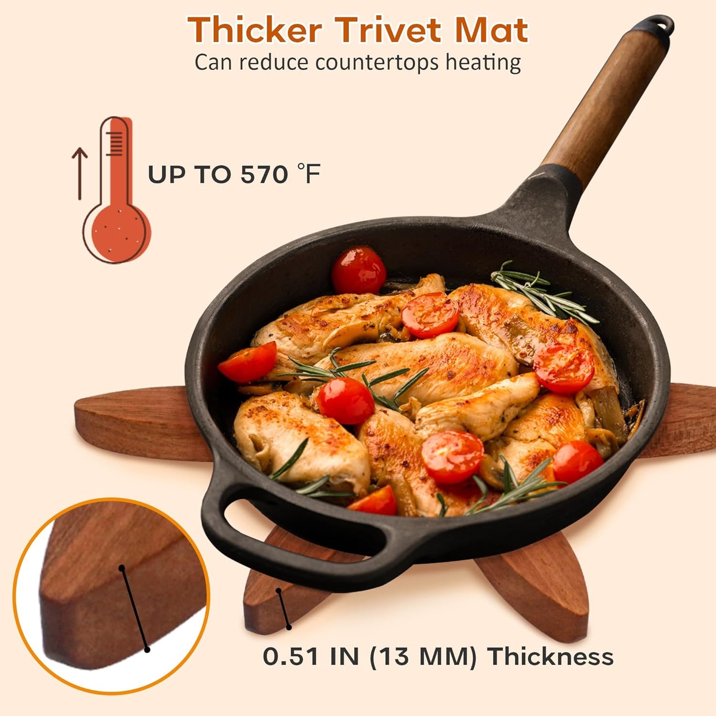 Wooden Trivets for Hot Dishes, Wooden Tree Trivet Set of 4 for Easy Storage - Suited for Hots, Pans/Bowl, Teapot, Hot