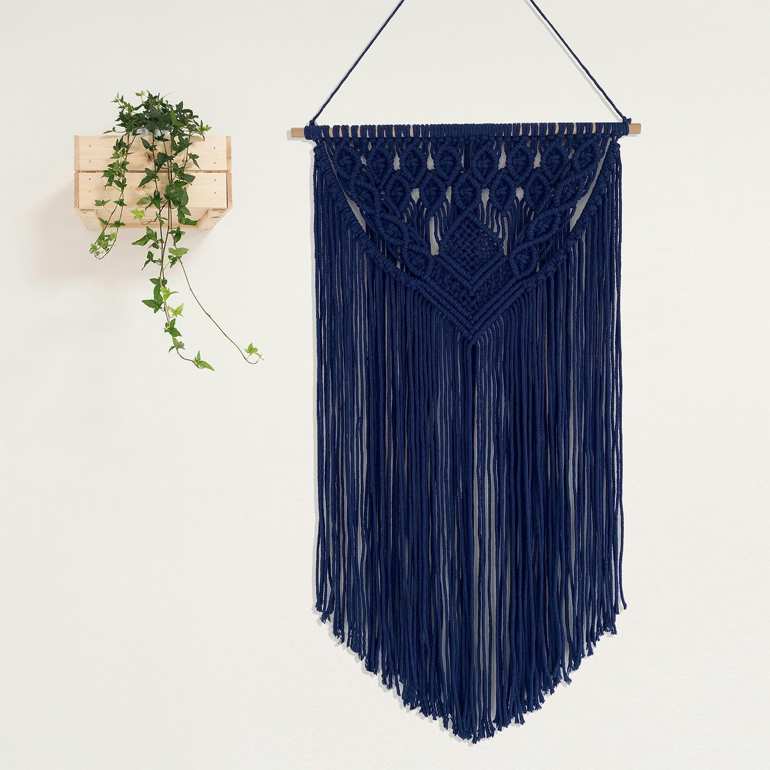 Macrame Wall Hanging Boho Woven Tapestry Home Decor / Navy