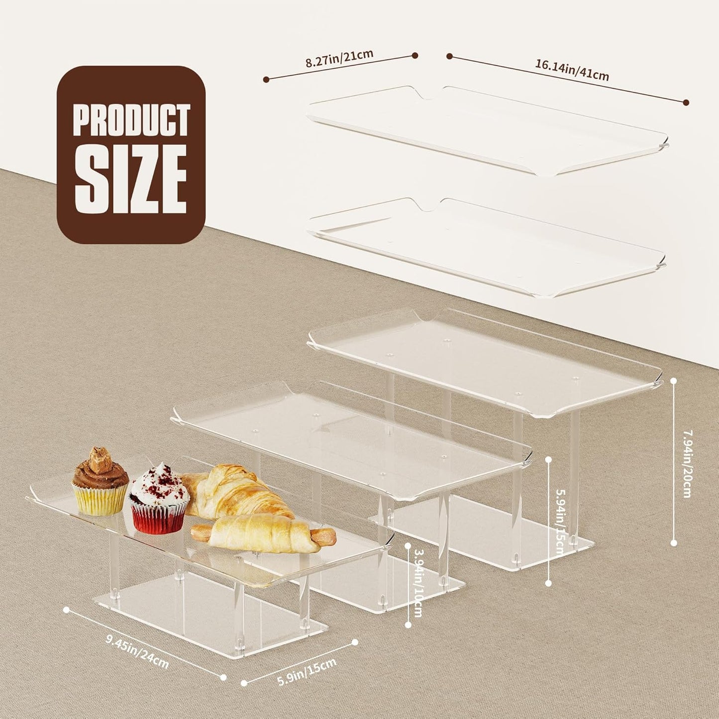 Acrylic Dessert Display Stands / Clear / Set of 6