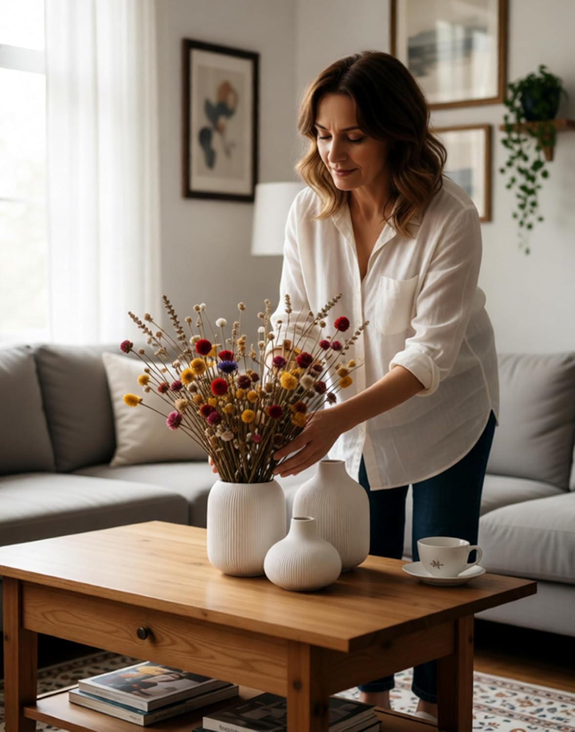 White Ceramic Vases for Decor / 15 White / Set of 3