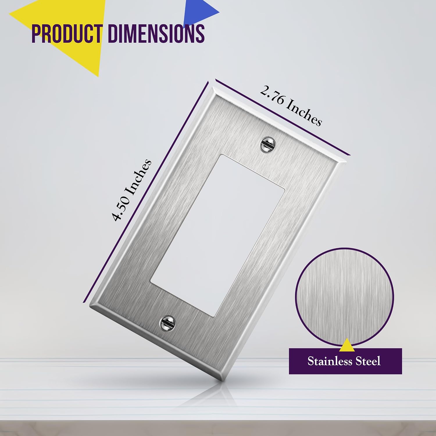 ENERLITES Decorator Switch or Receptacle Outlet Metal Wall Plate, Stainless Steel Outlet Cover, Corrosion Resistant