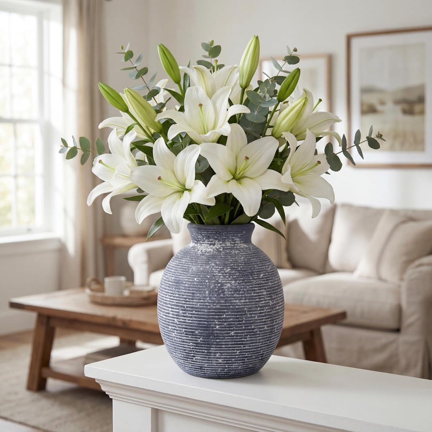 Ceramic Flower Vase / Dark Blue-7.4
