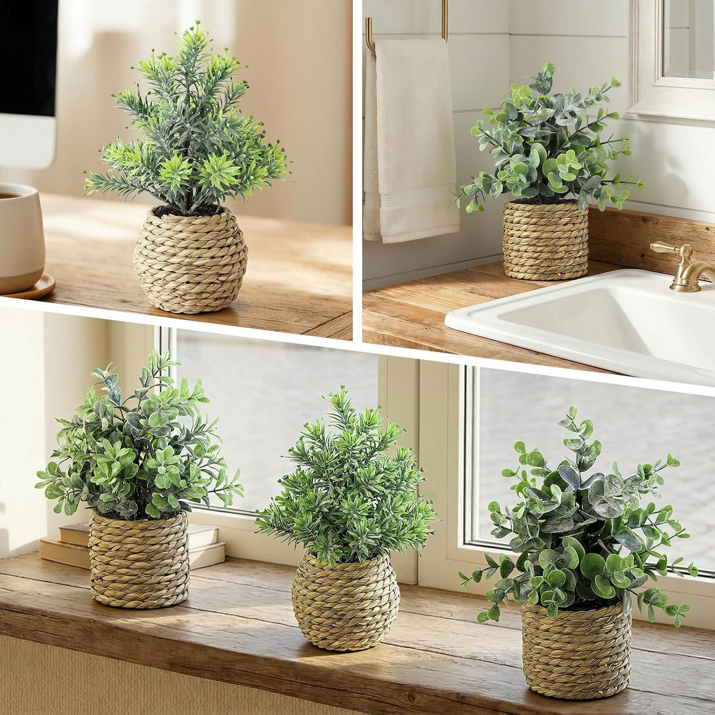 Artificial Plants / Seagrass Handwoven Planters / 9 Inch