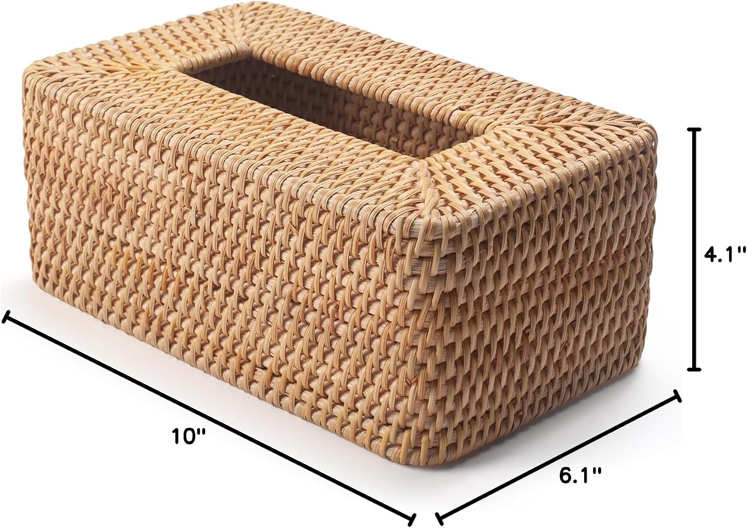 Rattan Tissue Box Cover Woven Facial Napkin Holder Rectangular / Natural / 10 x 6.1 x 4.1