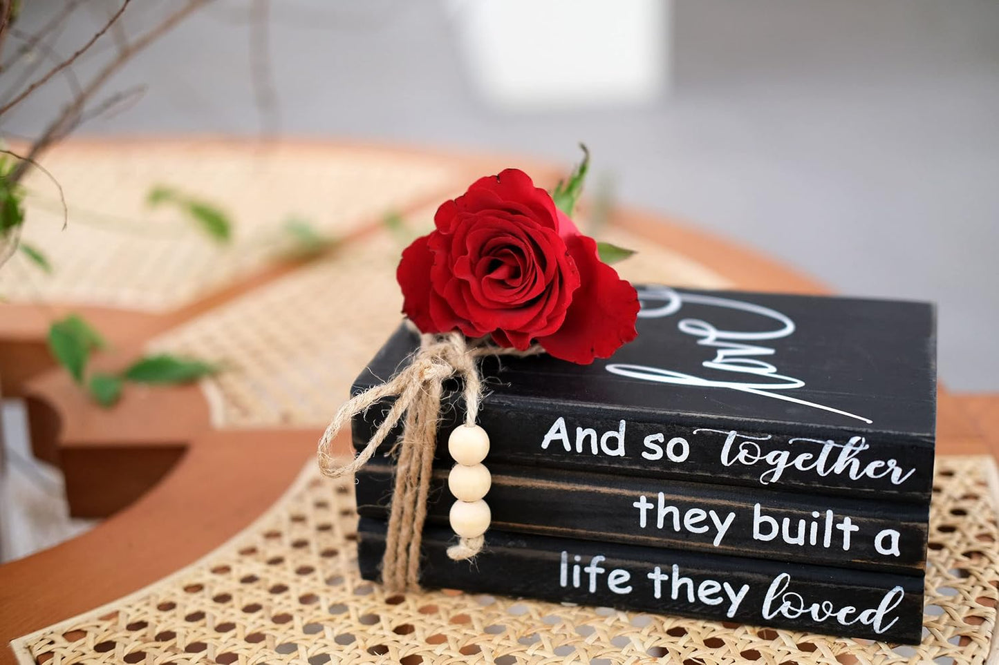 Farmhouse Stacked Books / Love / Black