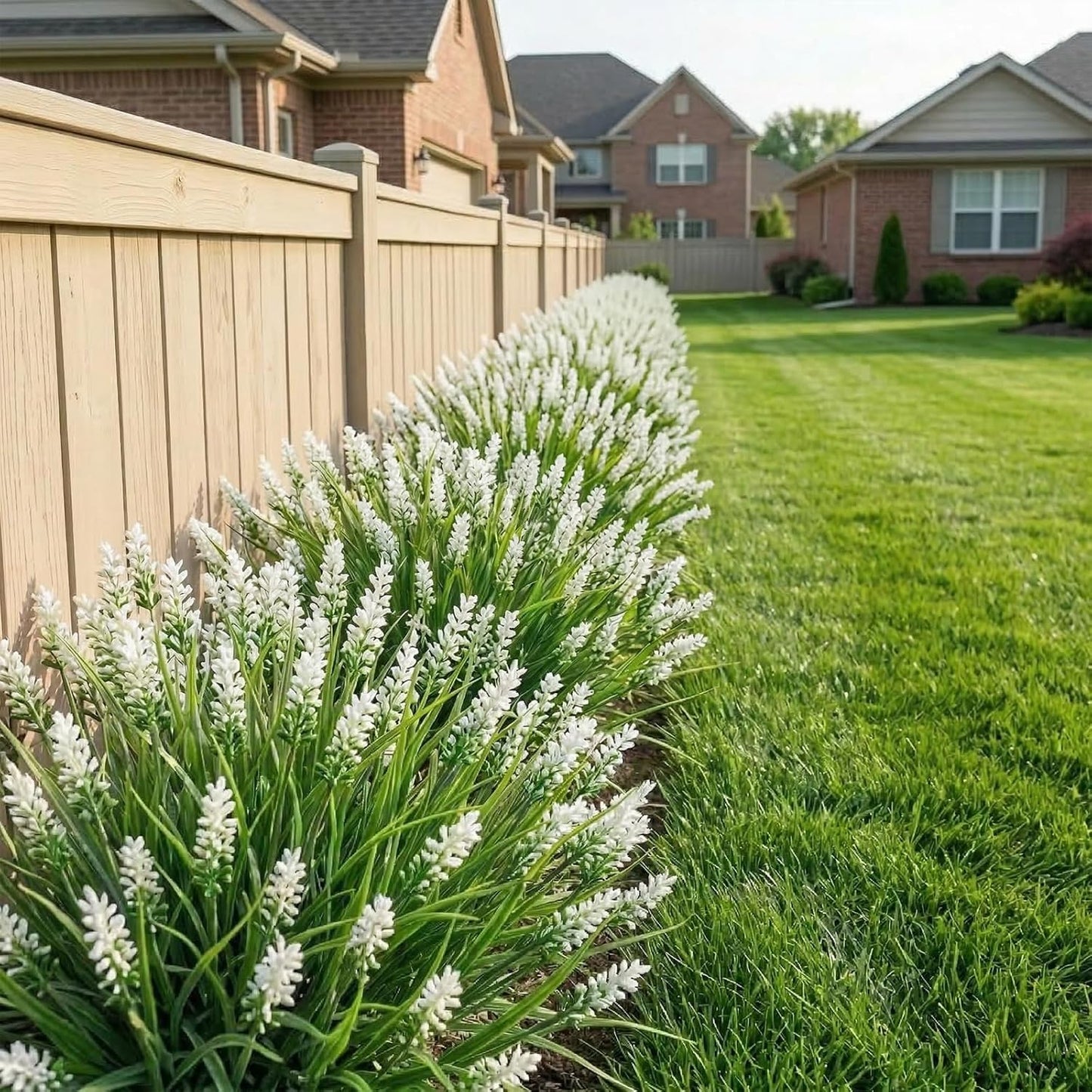 Artificial Outdoor Flowers Fake Outdoor Plants Monkey Grass / White / Set of 22