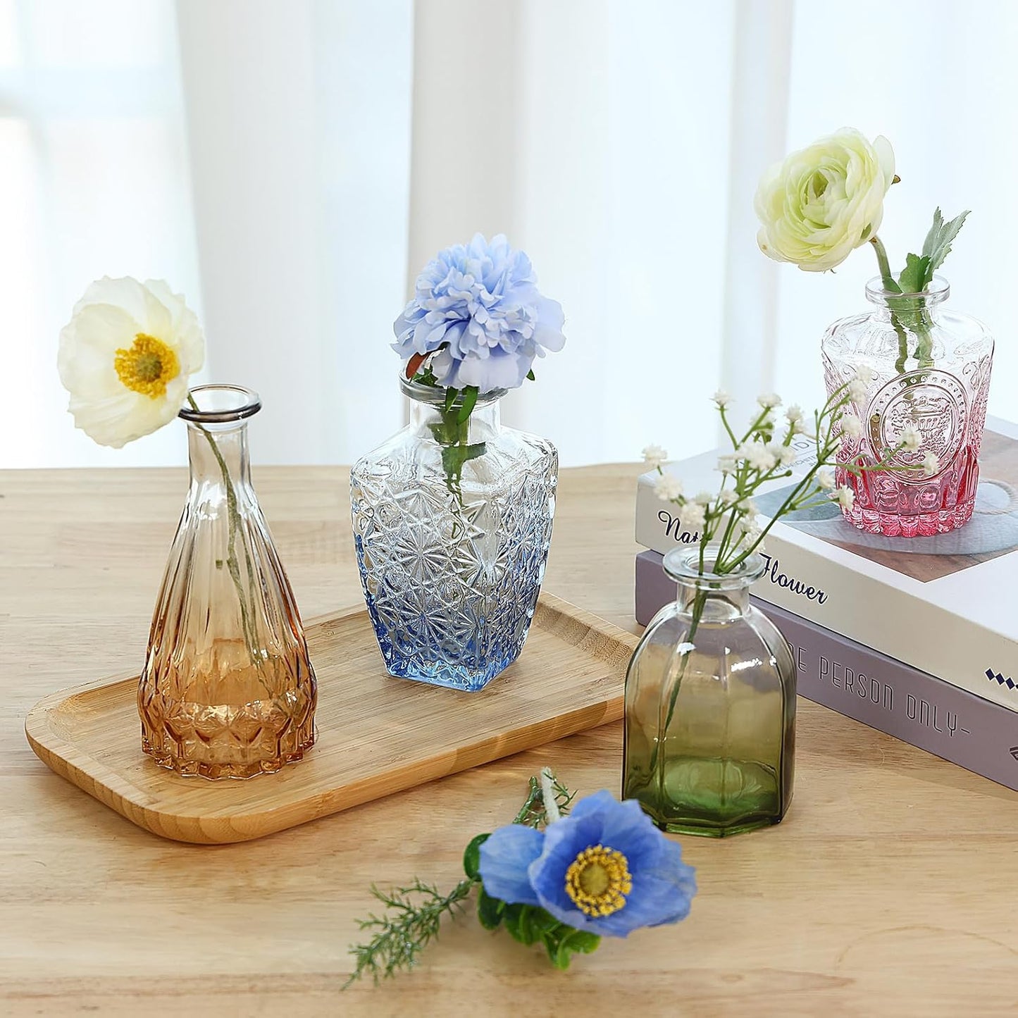 Colorful Glass Bud Vases / Multicolor / Set of 12