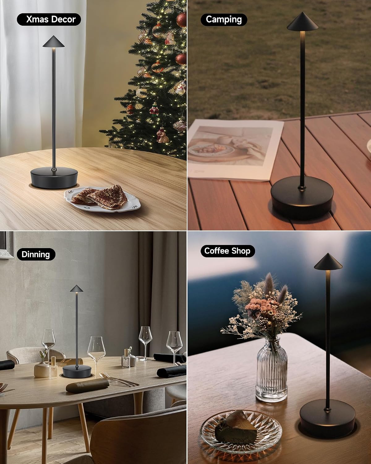 Cordless Led Table Desk Lamp 2 Pack, 7000mAh Battery Outdoor Table Light Waterproof for Restaurant Patio Camping Home
