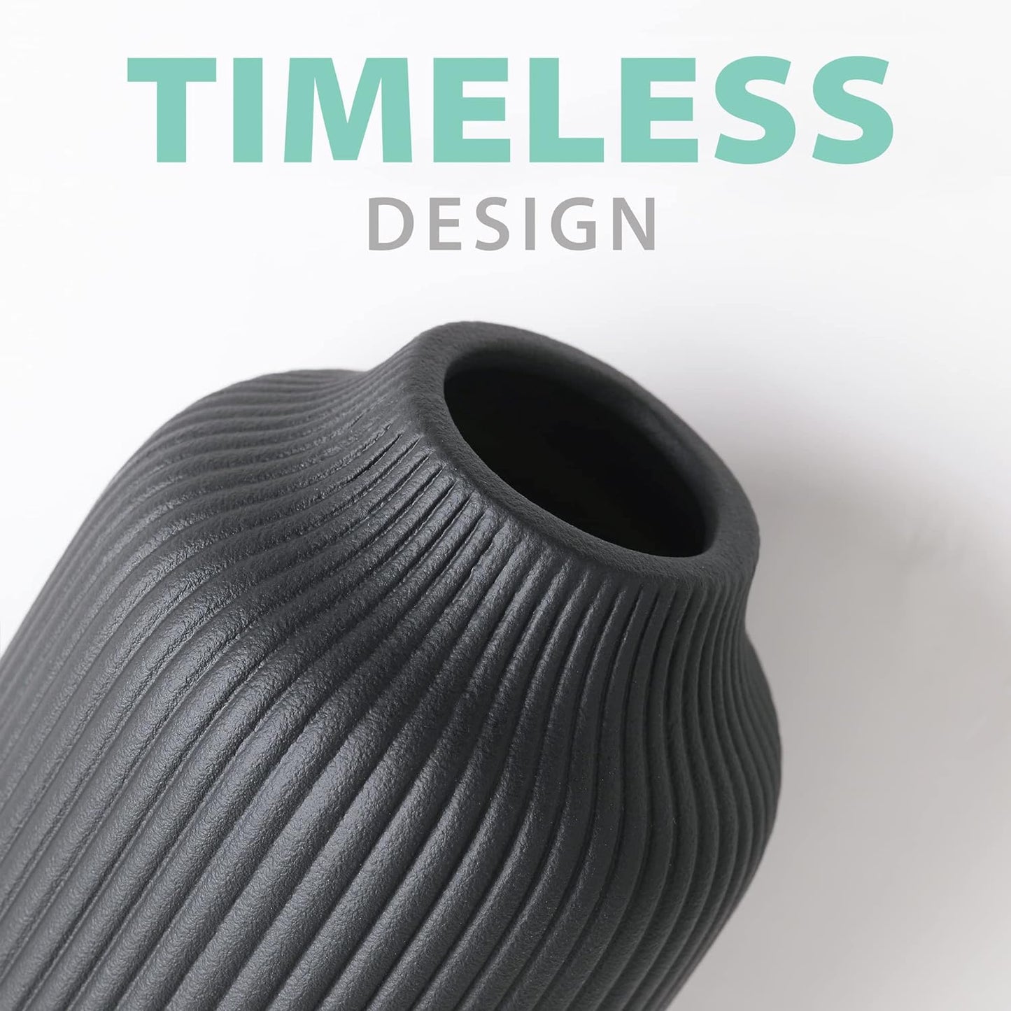 Ceramic Vase in Nordic Style / Black / Single Medium / 8 Inch