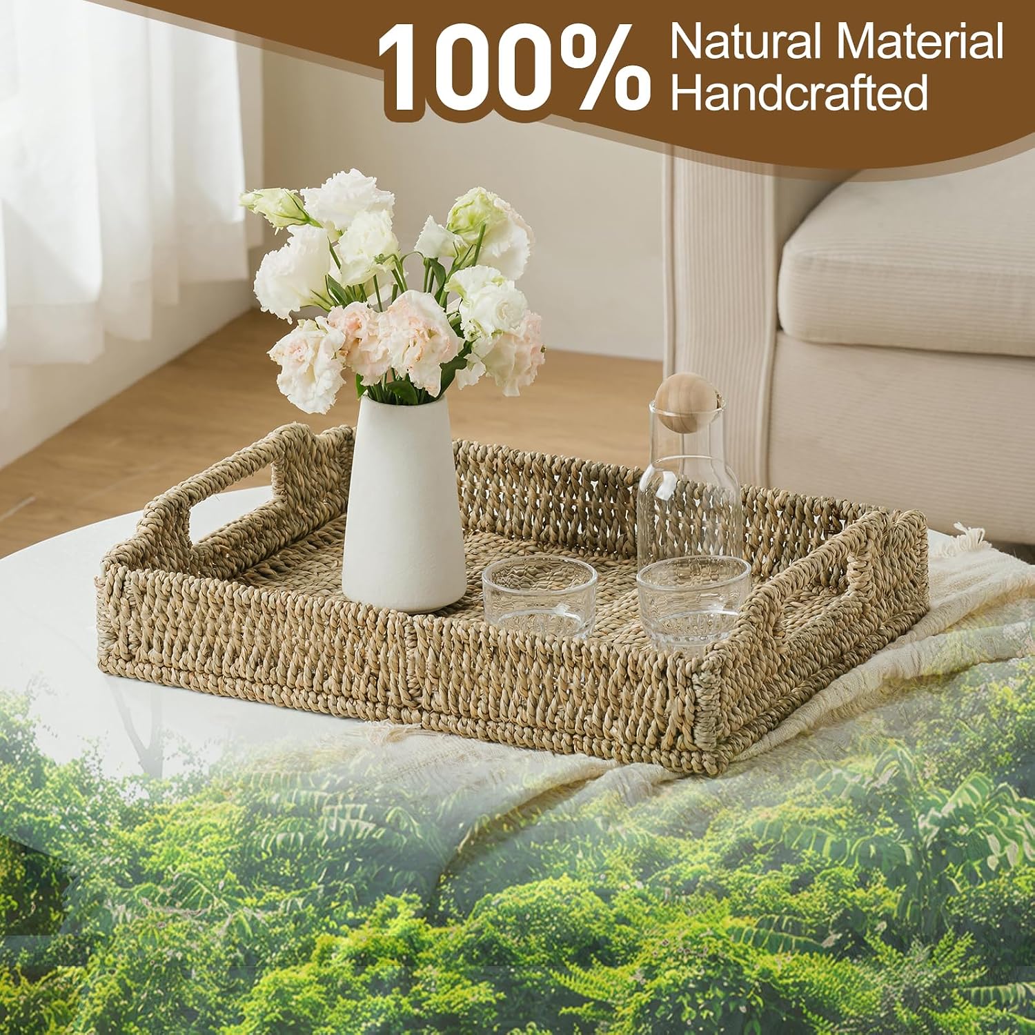 Seagrass Handwoven Trays / 17.3 x 13.4 x 3.6 / Seagrass-rectangle