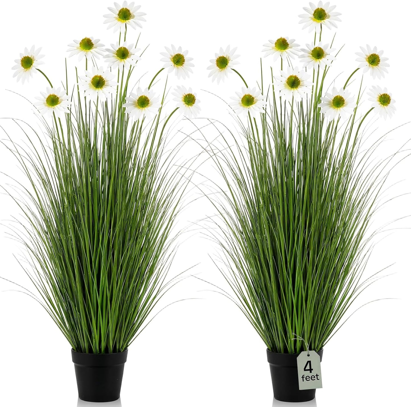Jexine 4 Pcs Hanging Artificial Planters Wall Decor, Chrome Silver, Pampas