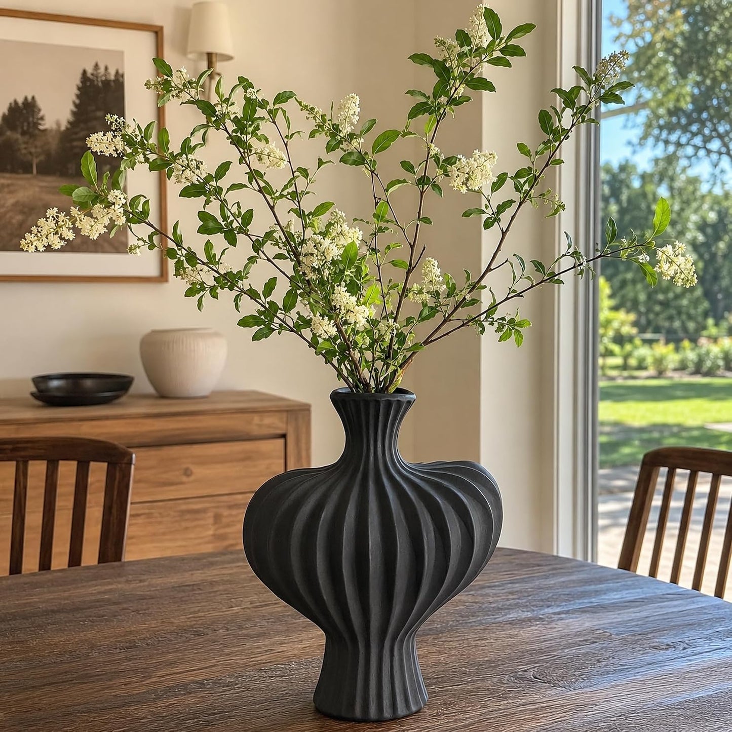 Ceramic Flower Vase Home Decor / 11"h-antique Black