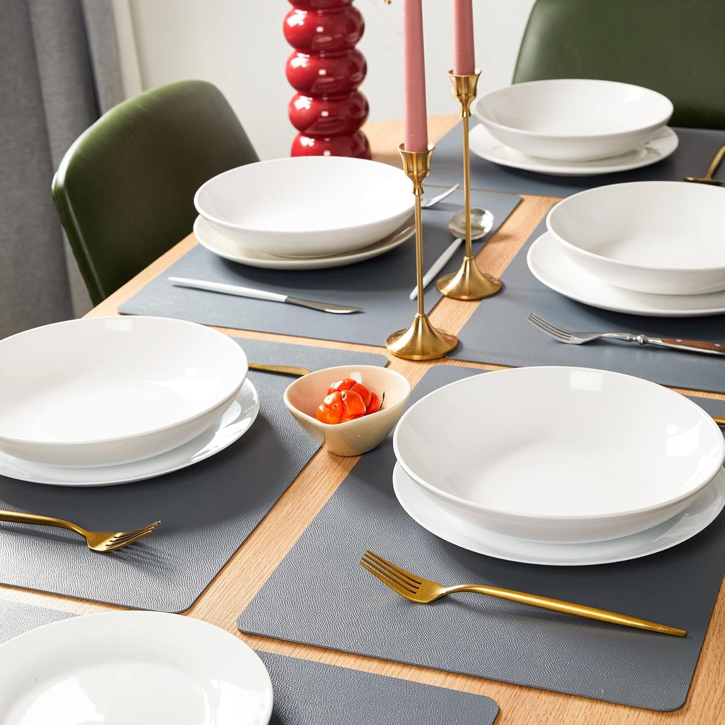 DOLOPL Grey Placemats Set of 6, Wipeable Faux Leather Place Mats | Leather-look, Easy Clean,Washable, Heat Resistant
