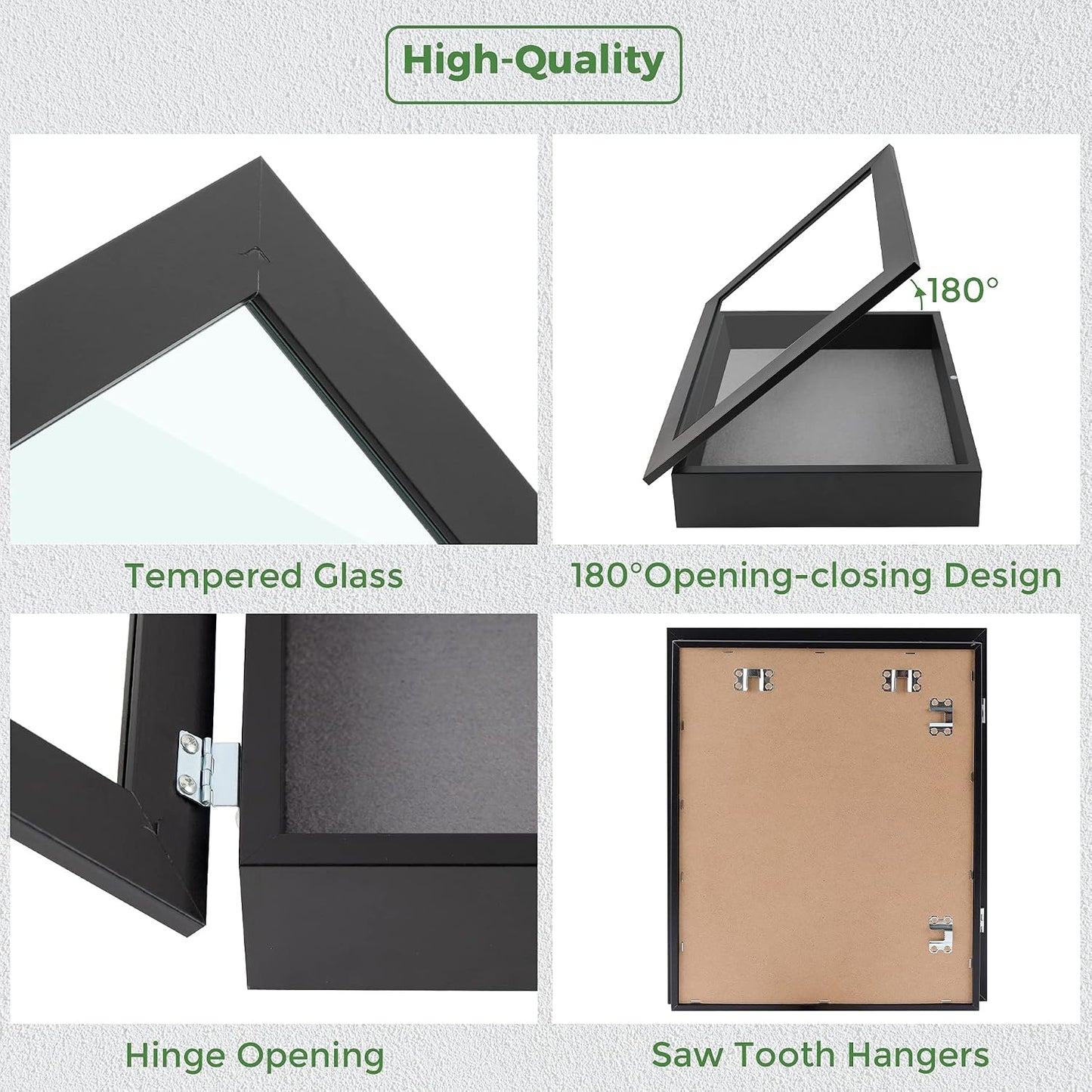Frametory 11x14 Shadow Box Frame Display Case, 2-inch Depth (Black) | Strengthened Glass Cover, Display Box for Wall