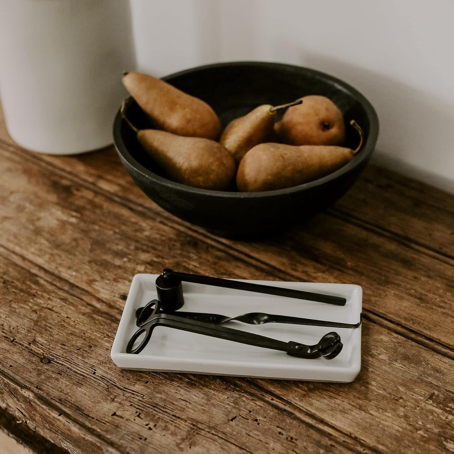 Stoneware Tray / Kitchen and Bathroom Dispenser Holder / White