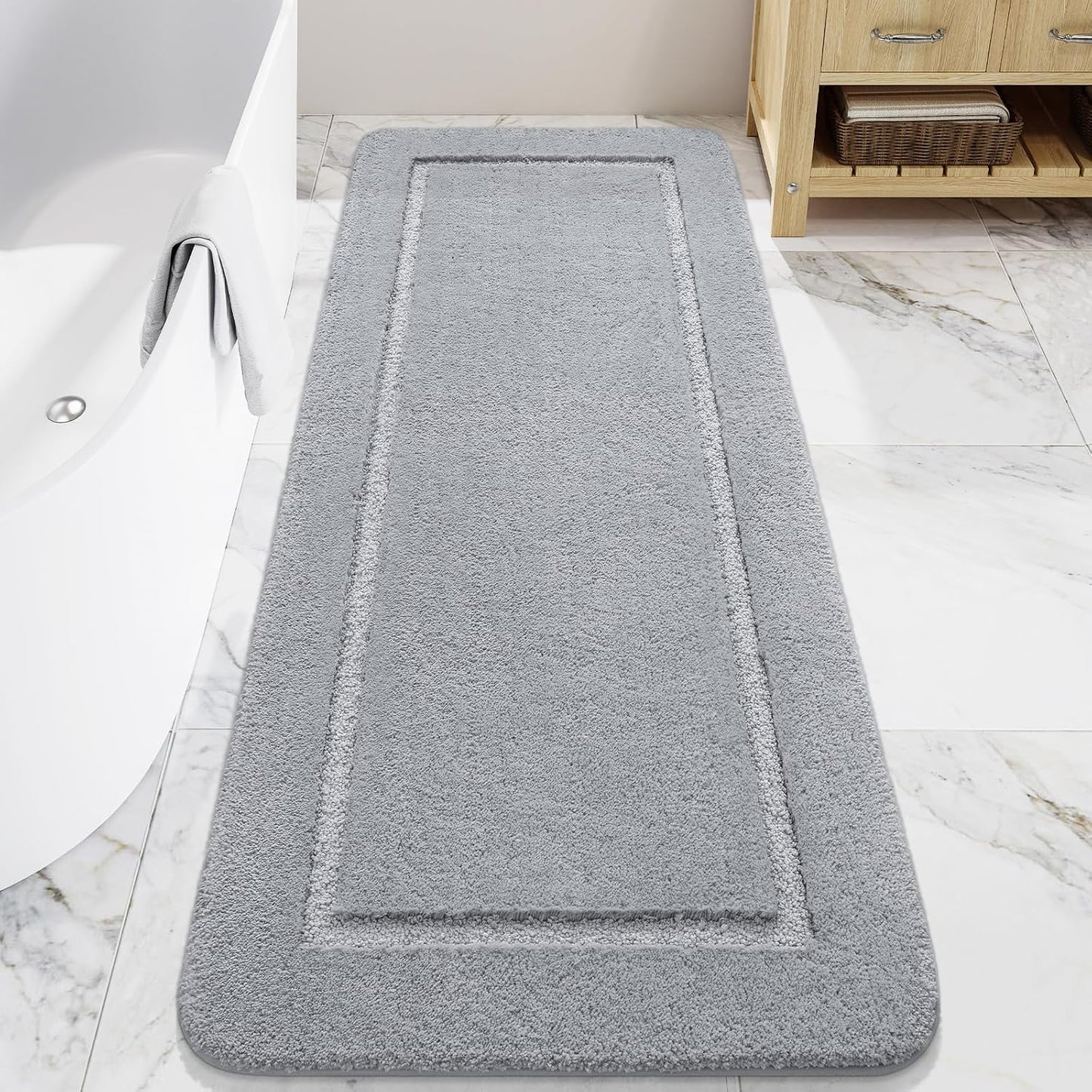 OLANLY Bathroom Runner Rugs 59x24, Extra Soft Absorbent Chenille Bath Rugs