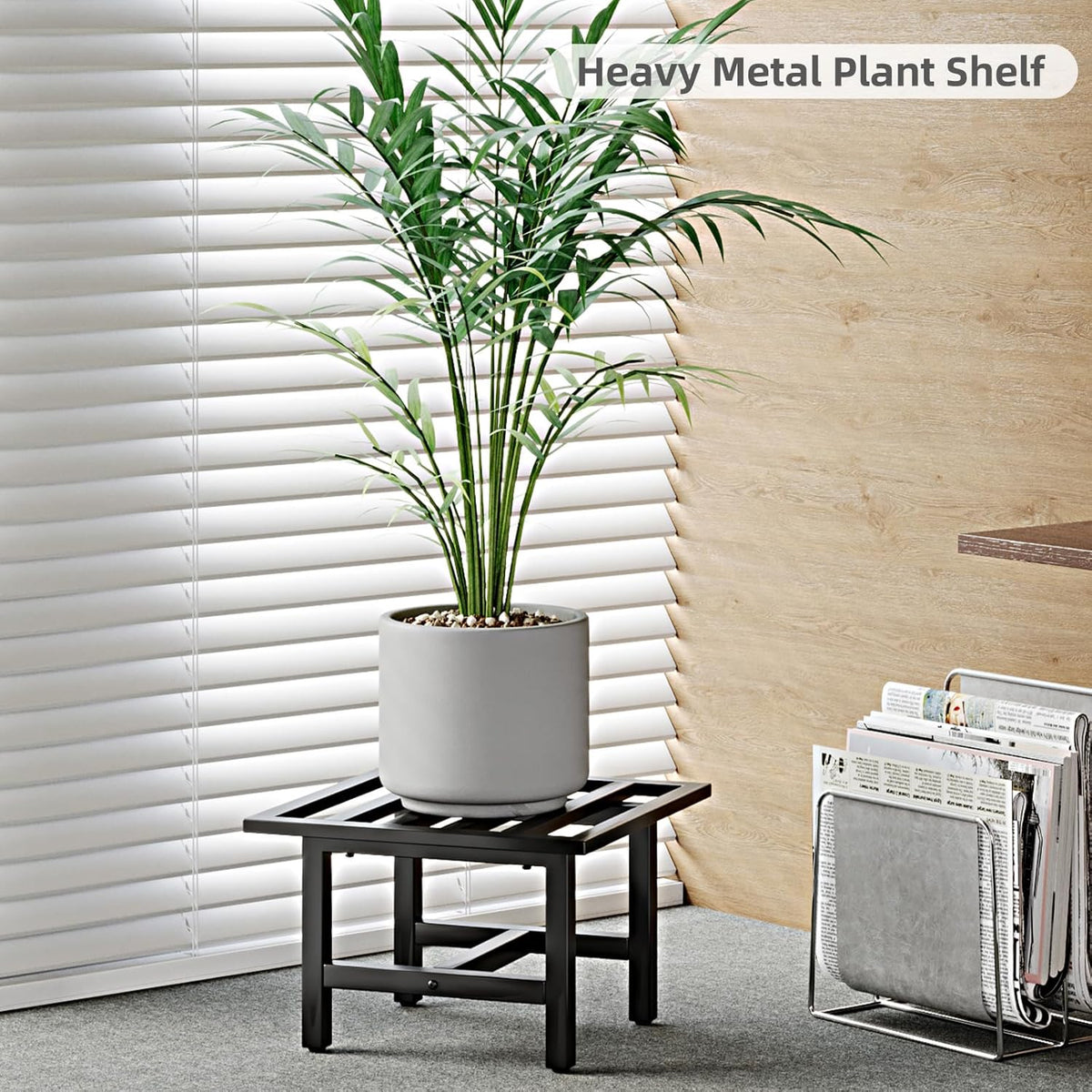 Heavy Duty Metal Plant Stand Outdoor, 330 lbs Iron Square Plant Stand Indoor, Rustproof Low Pedestal for Large Flower
