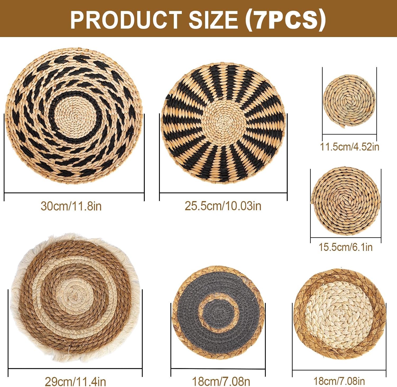 Boho Wall Basket Set / Set of 7