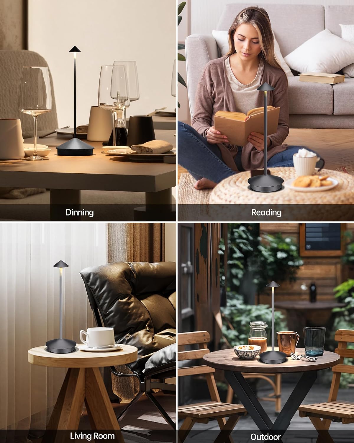 Portable Led Cordless Lamp Table Light 2 Pack, Rechargeable 6000mAh Battery Outdoor Table Lamp for Dinning Restaurant