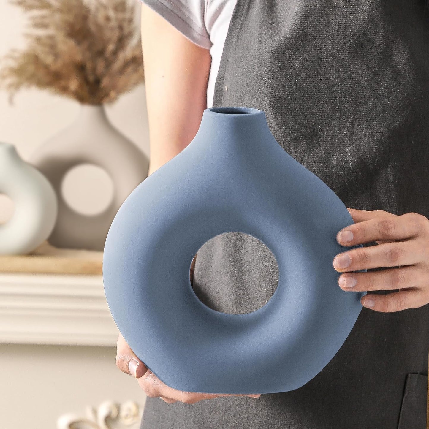 Ceramic Vase Home Table Decor / Blue / Set of 3