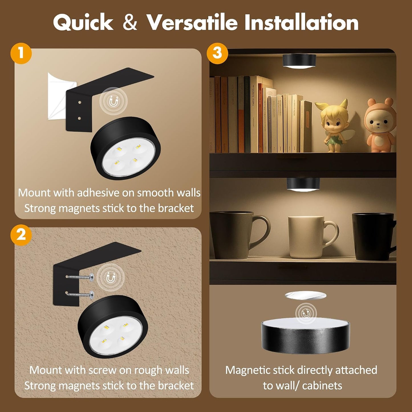 Picture Lights for Wall, Wireless Poster Lights Battery Operated, Black | LED Magnetic Painting Light with Remote