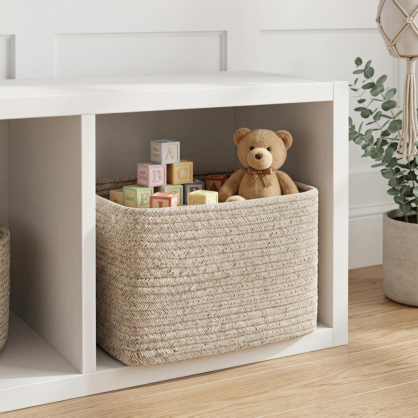 Bathroom Storage Basket / Beige / 10.6 x 6.7 x 6.7