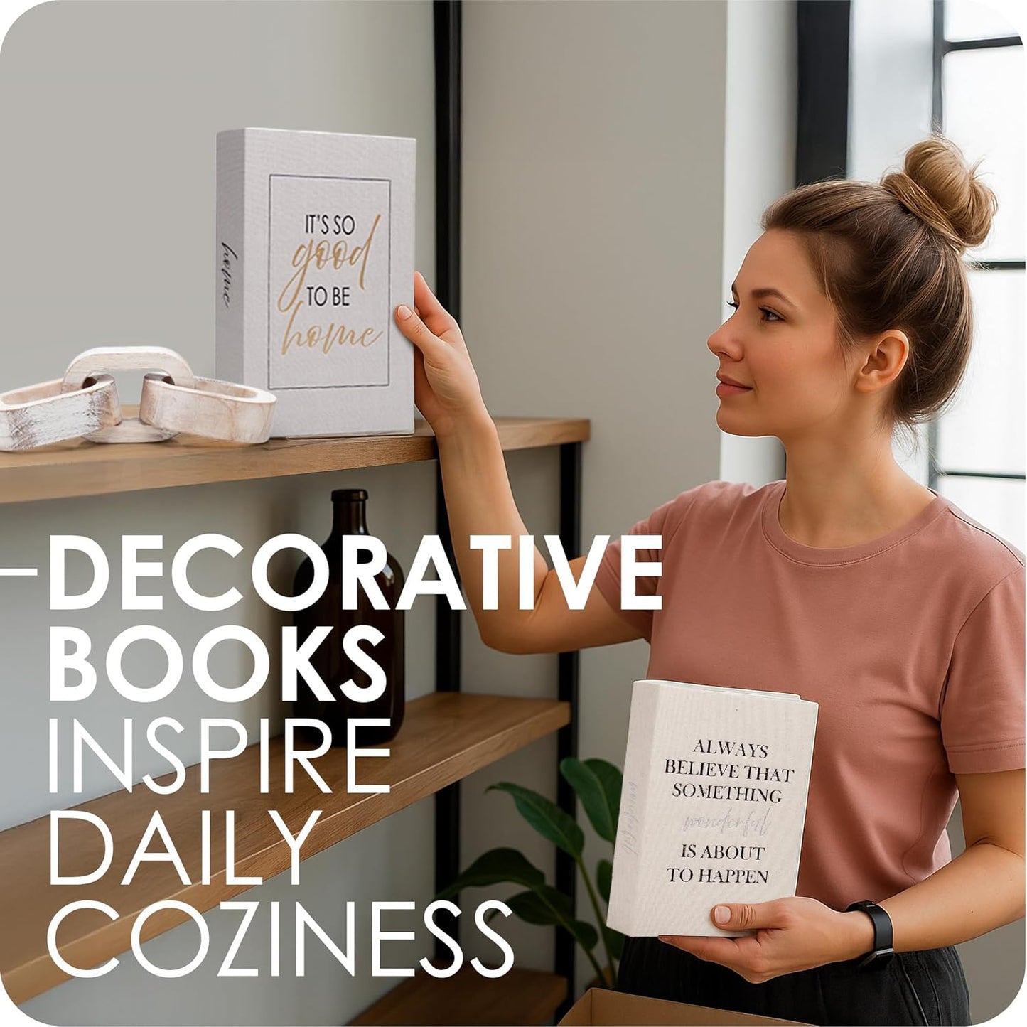 Modern Decorative Books Linen Hardcover Faux Book Box / Set of 2