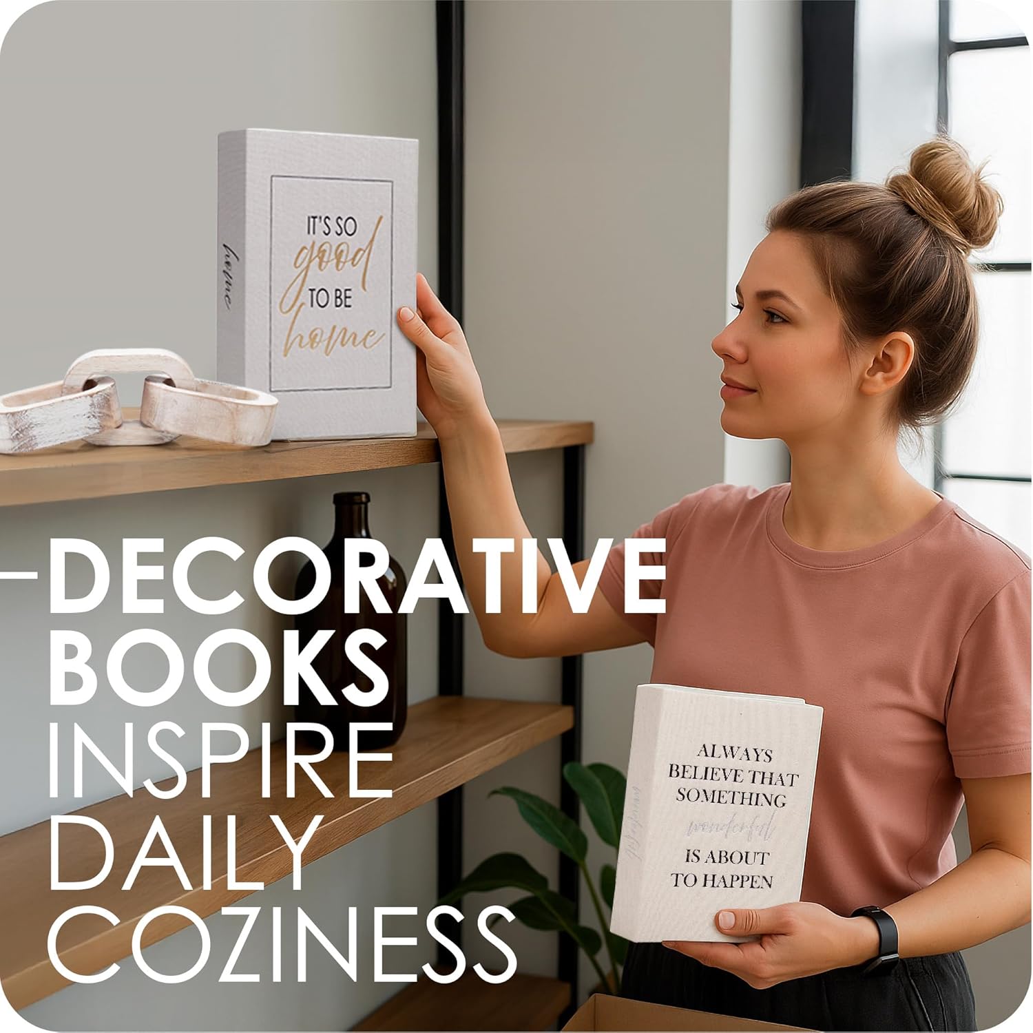 Modern Decorative Books Linen Hardcover Faux Book Box / Set of 2
