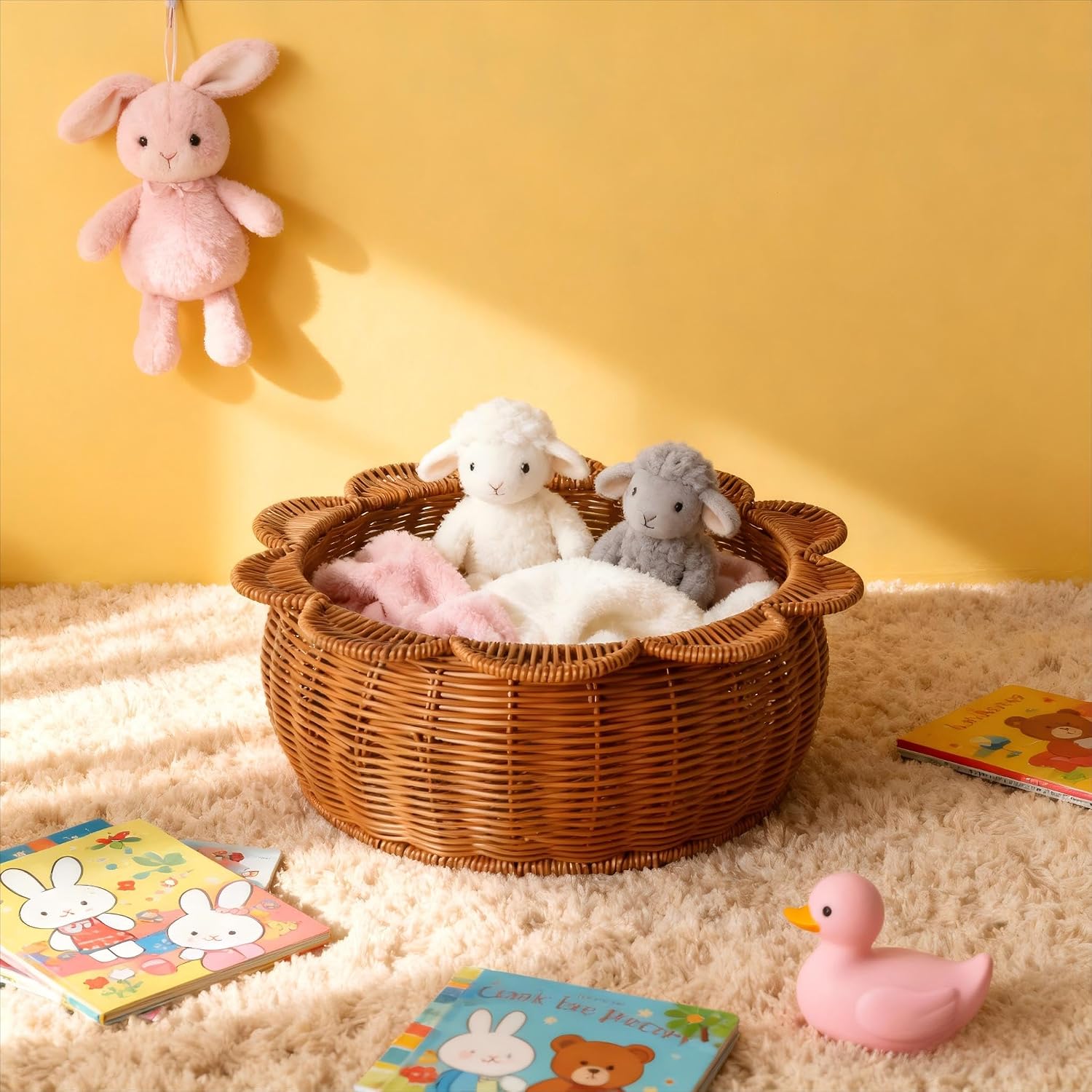 Scalloped basket / Round Wicker Basket / A