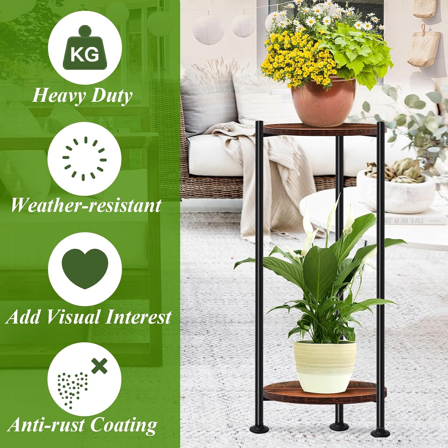 Lilybud--lily Plant Stand Indoor, 30'' Tall Plant Stands for Indoor Plants, Heavy Duty Plant Shelf, 2 Tier Flower