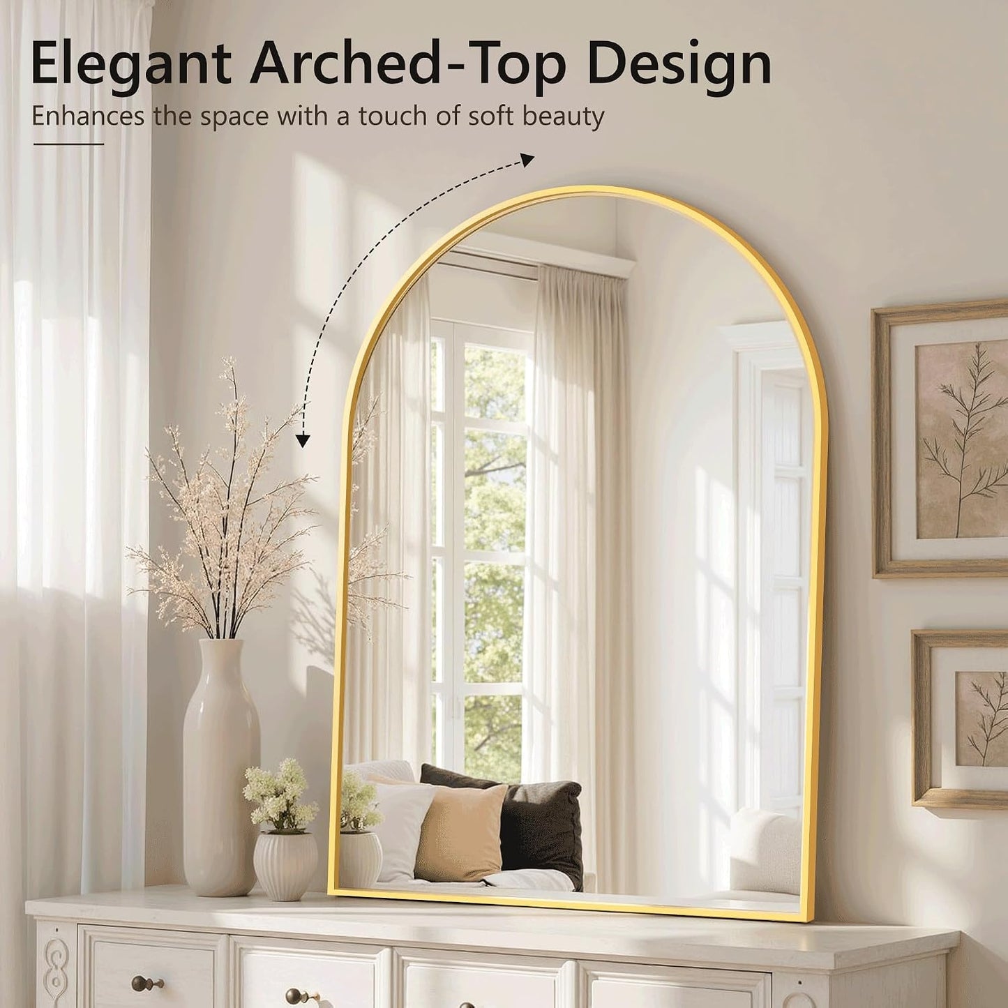 Metal Frame Vanity Mirror / Gold / 38"L x 26"W / 38 x 26