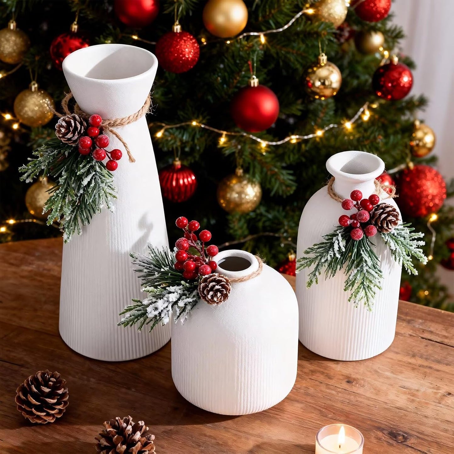 Ceramic Flower Vases / White / Set of 3