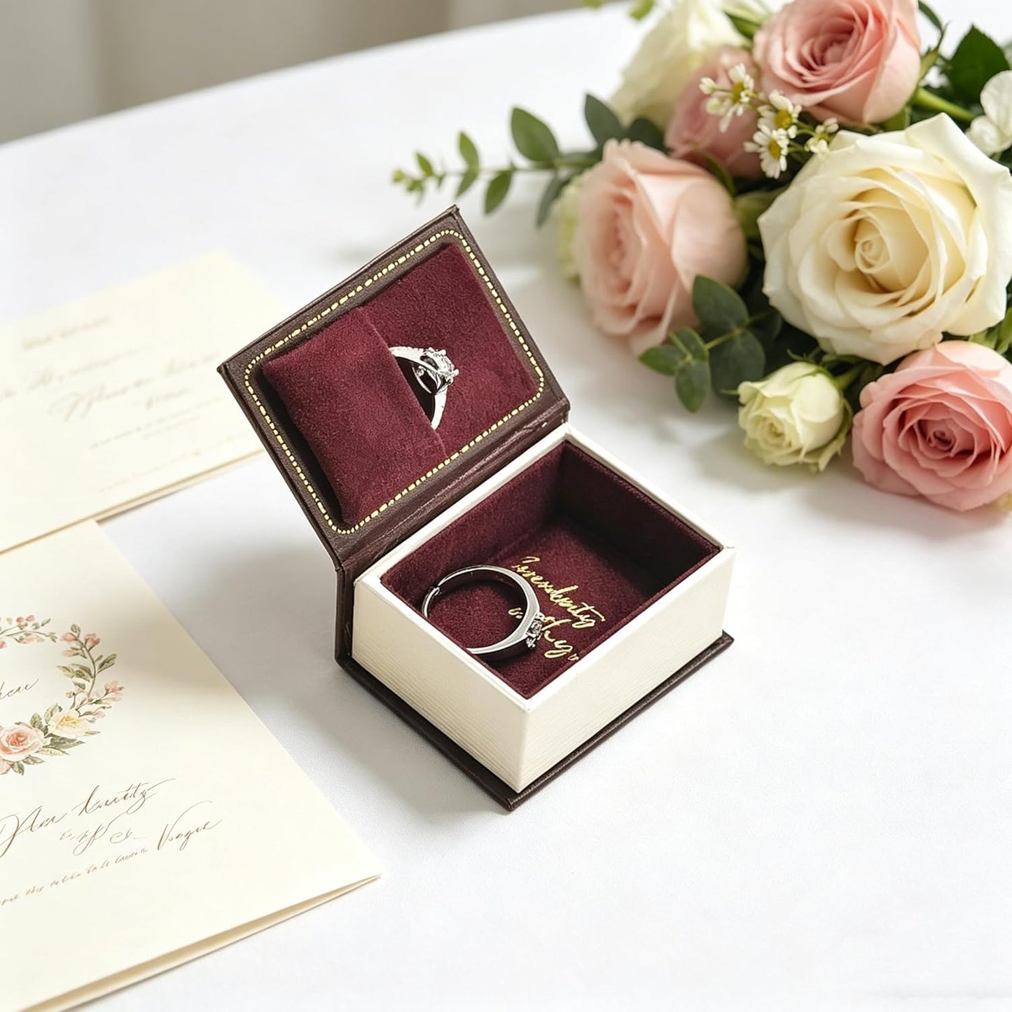Book Shaped Ring Box / Brown-book
