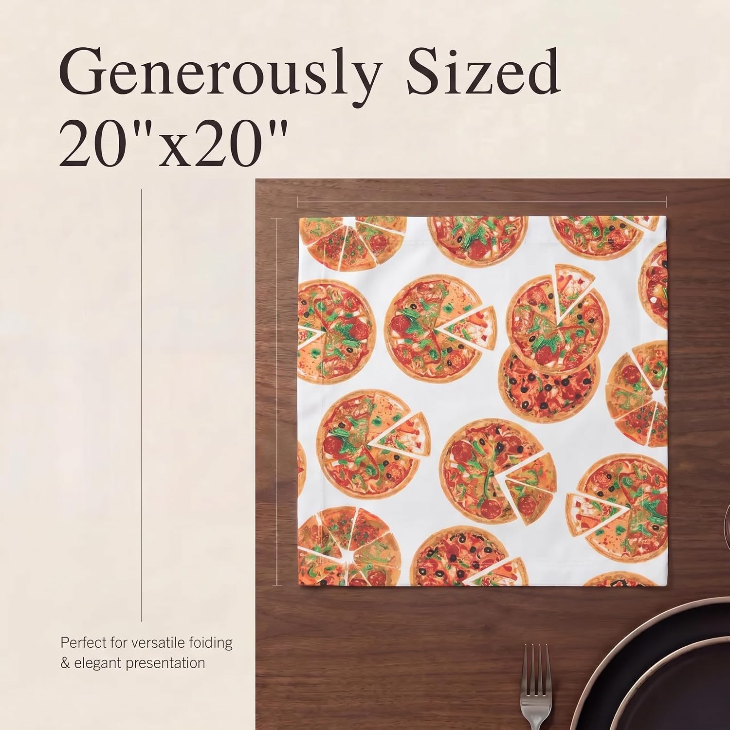 Urban Villa Cloth Napkins Cotton 20x20 (Set of 12) Pizza-Print