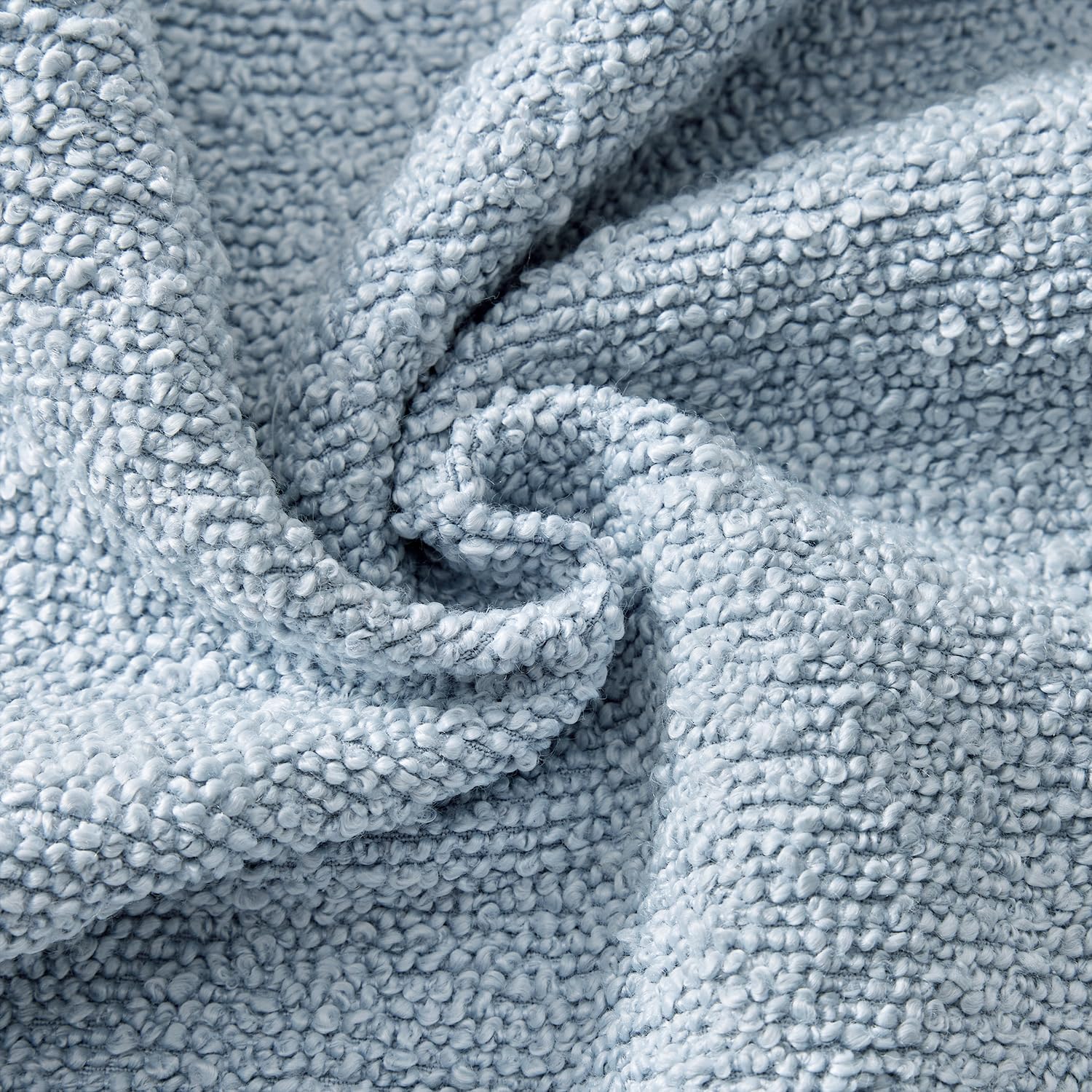 Decorative Boucle Throw Pillow Covers Textured Square Pillowcaes / 20 x 20 / Light Blue / Set of 2