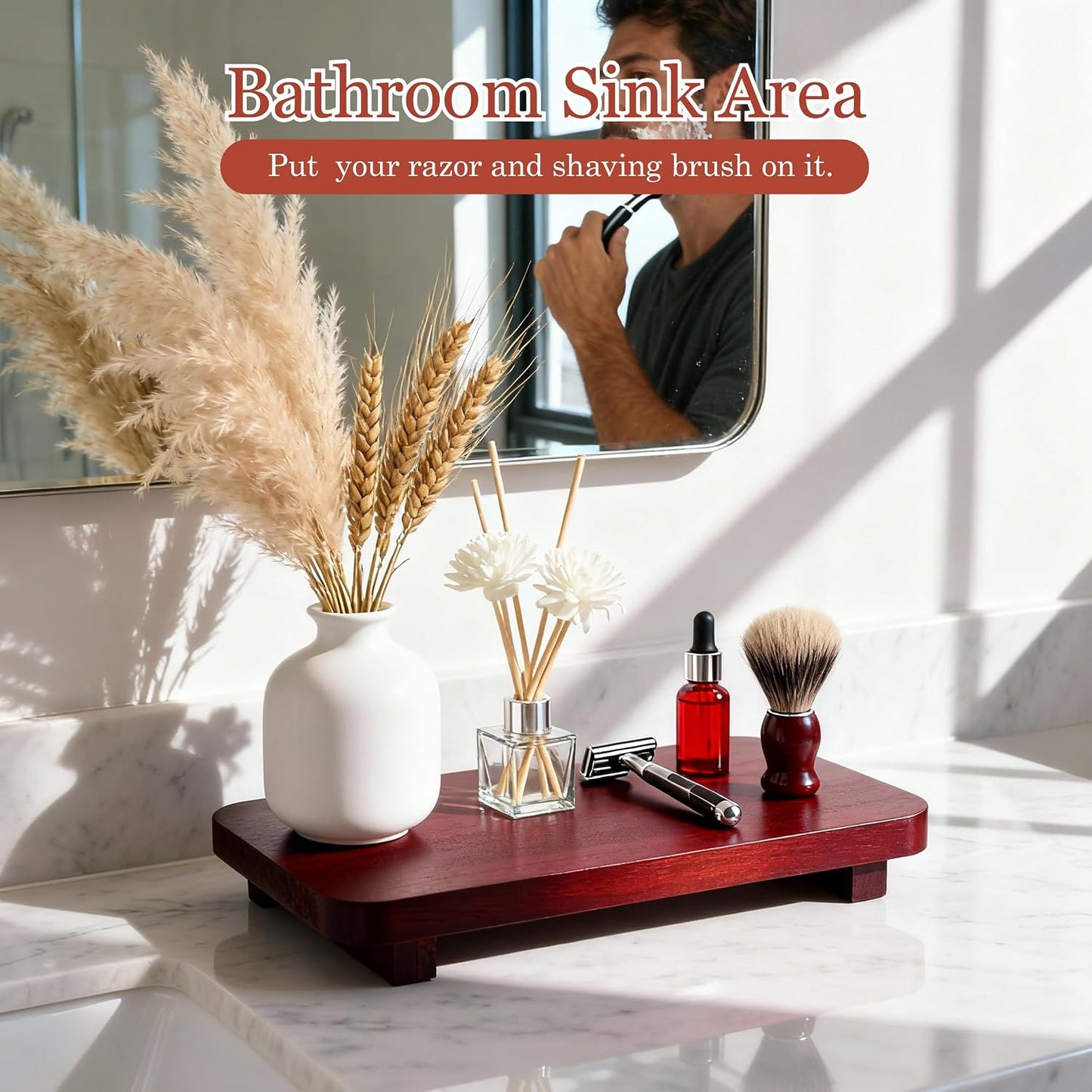 Farmhouse Decorative Tray Soap Holder / Red Brown / M:10*6