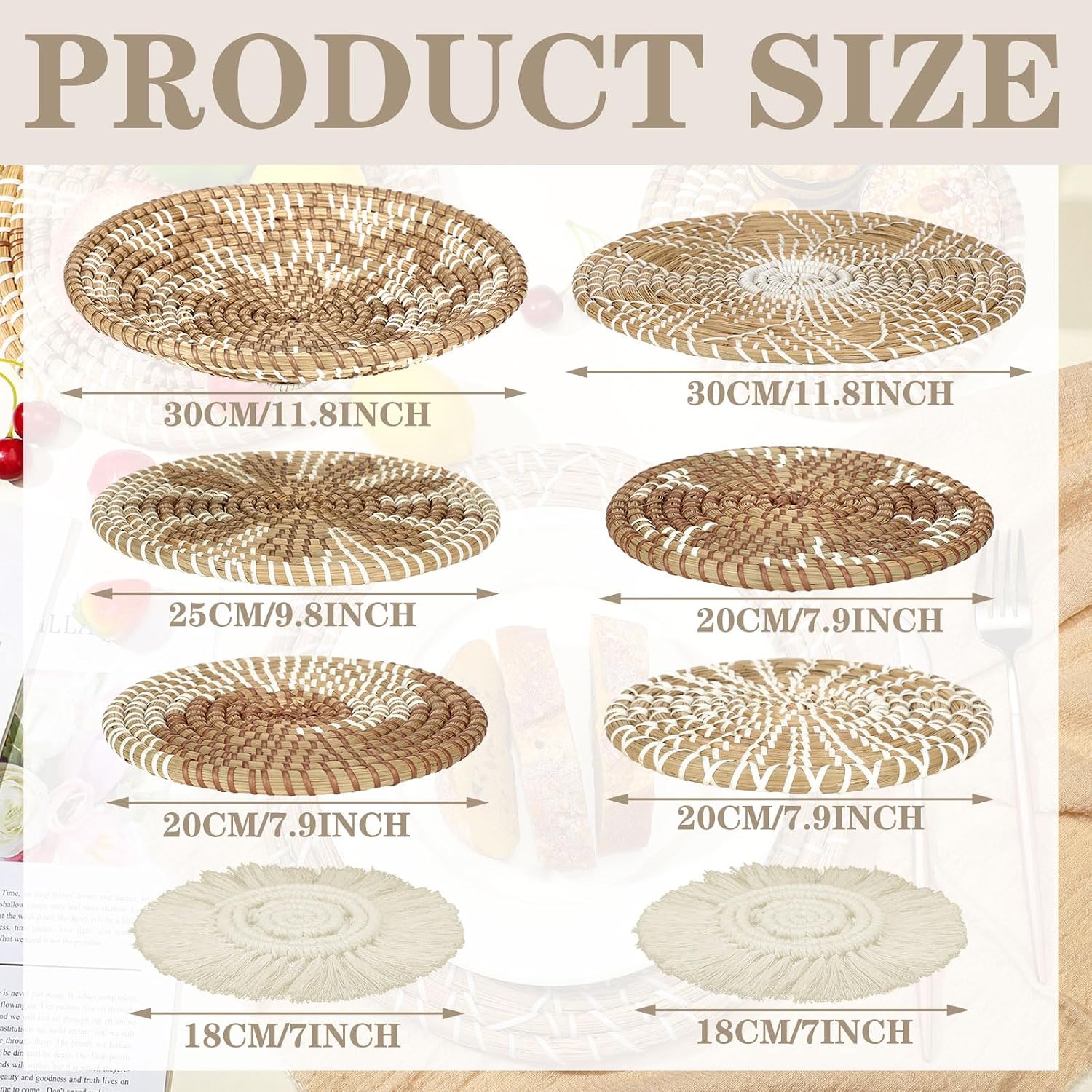 Boho Wall Basket Decor Decorative Bulrush Woven Basket Wall Decor Rustic / Classic / Set of 8