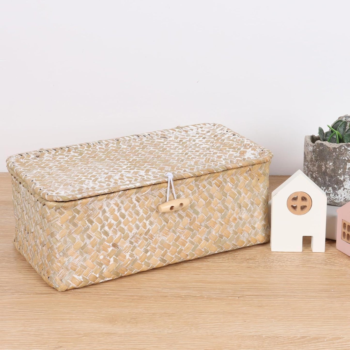 FEIALNDUO Wicker Shelf Baskets / Small / Whitewash