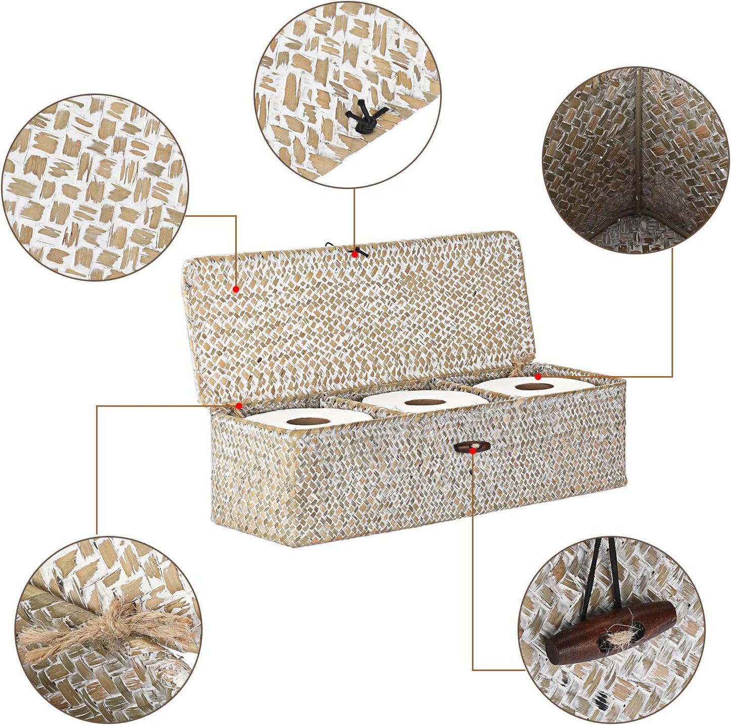 Small Woven Shelf Basket / Whitewash / Large