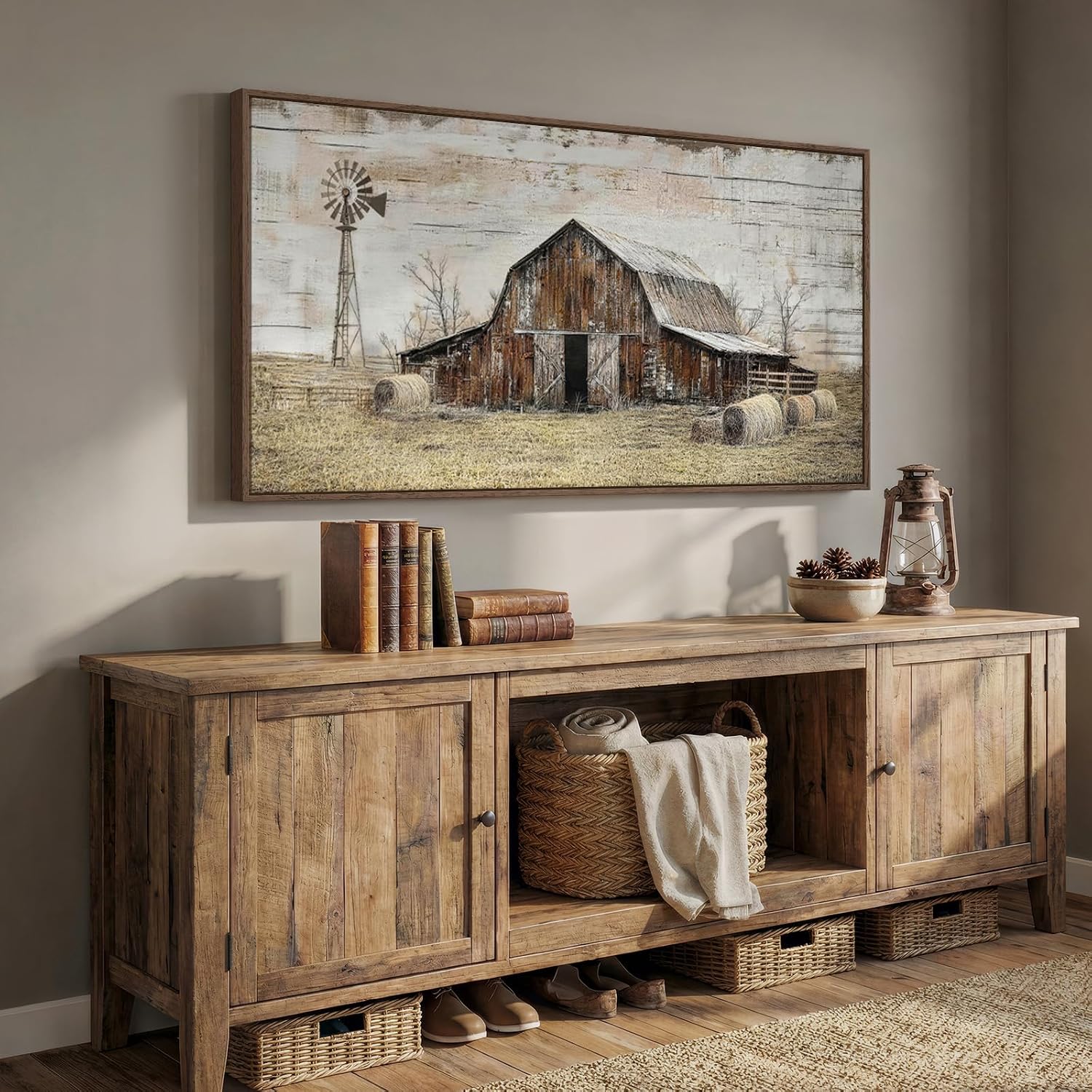 Rustic Country Wall / 60"L x 30"W / Warm Neutral