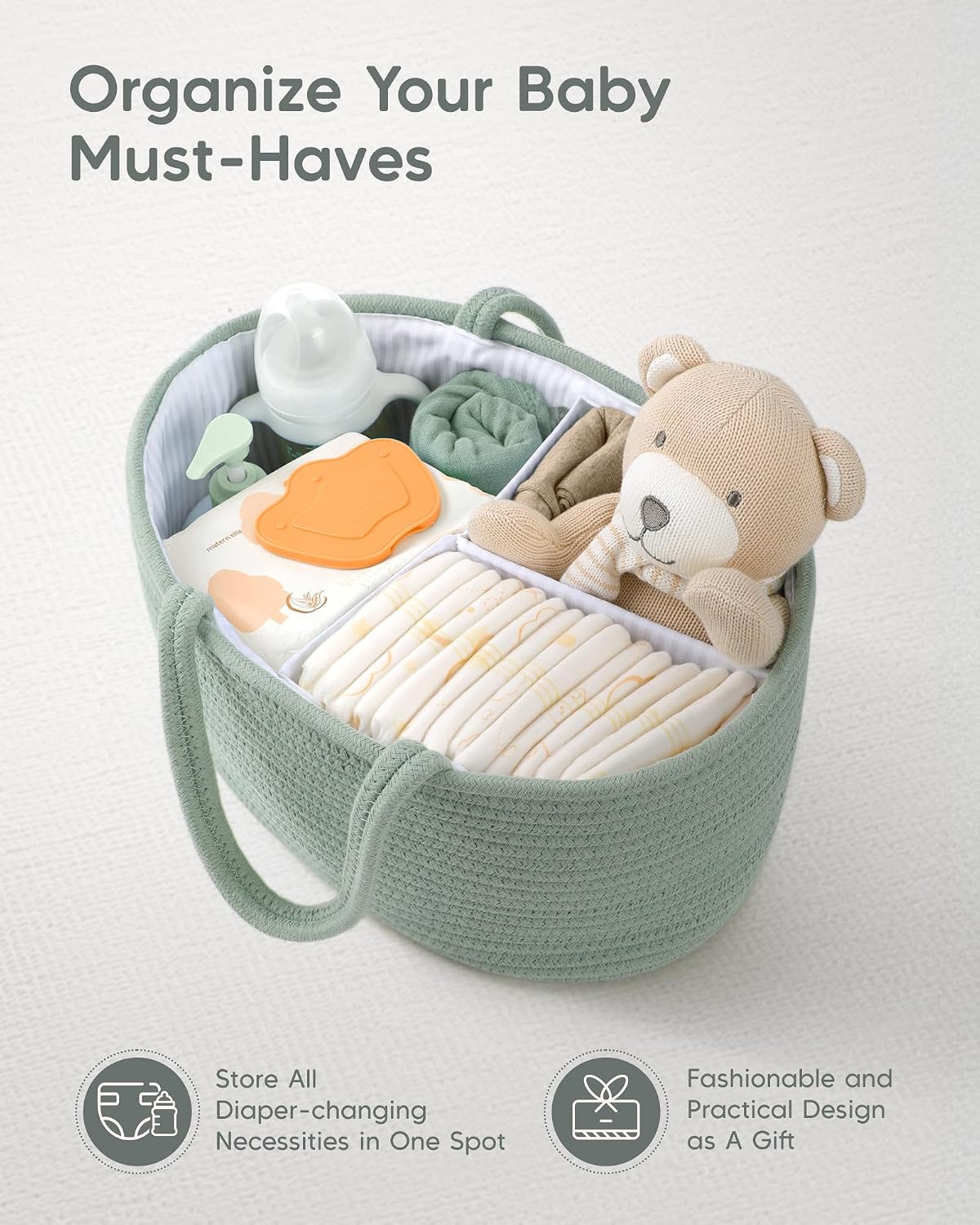 Diaper Caddy Organizer for Baby / Large / Green