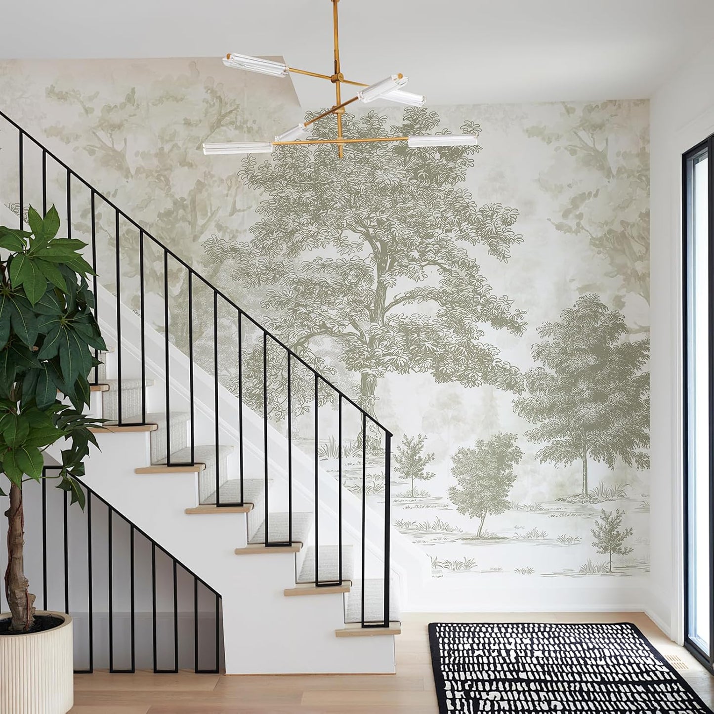 Vintage Forest Wall Murals Peel and Stick 88.5" W x 110" H Tree / 88.5 x 110 / Neutral / Beige
