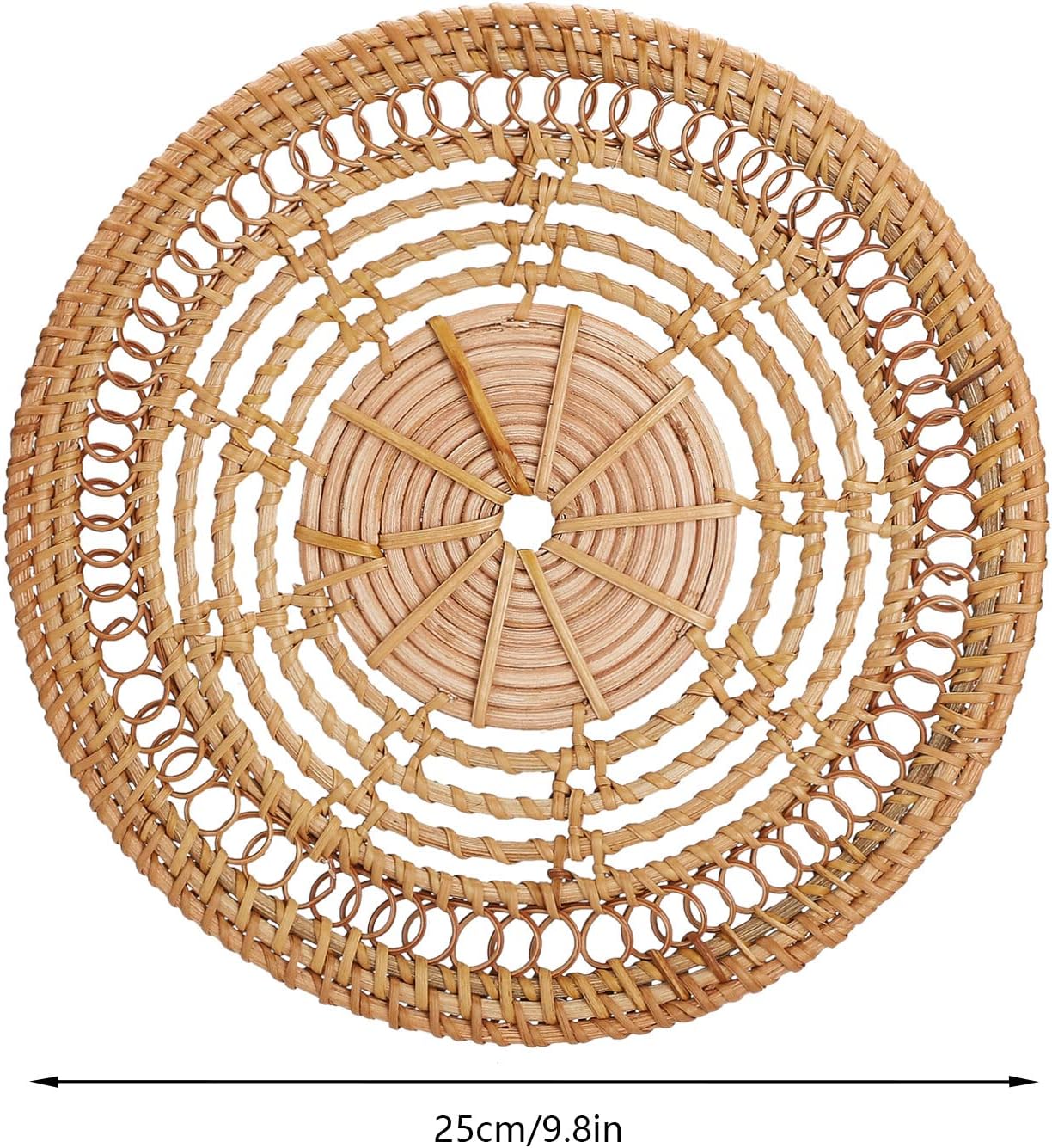 Boho Handmade Hanging Wall Baskets / Rattan Circle 25cm