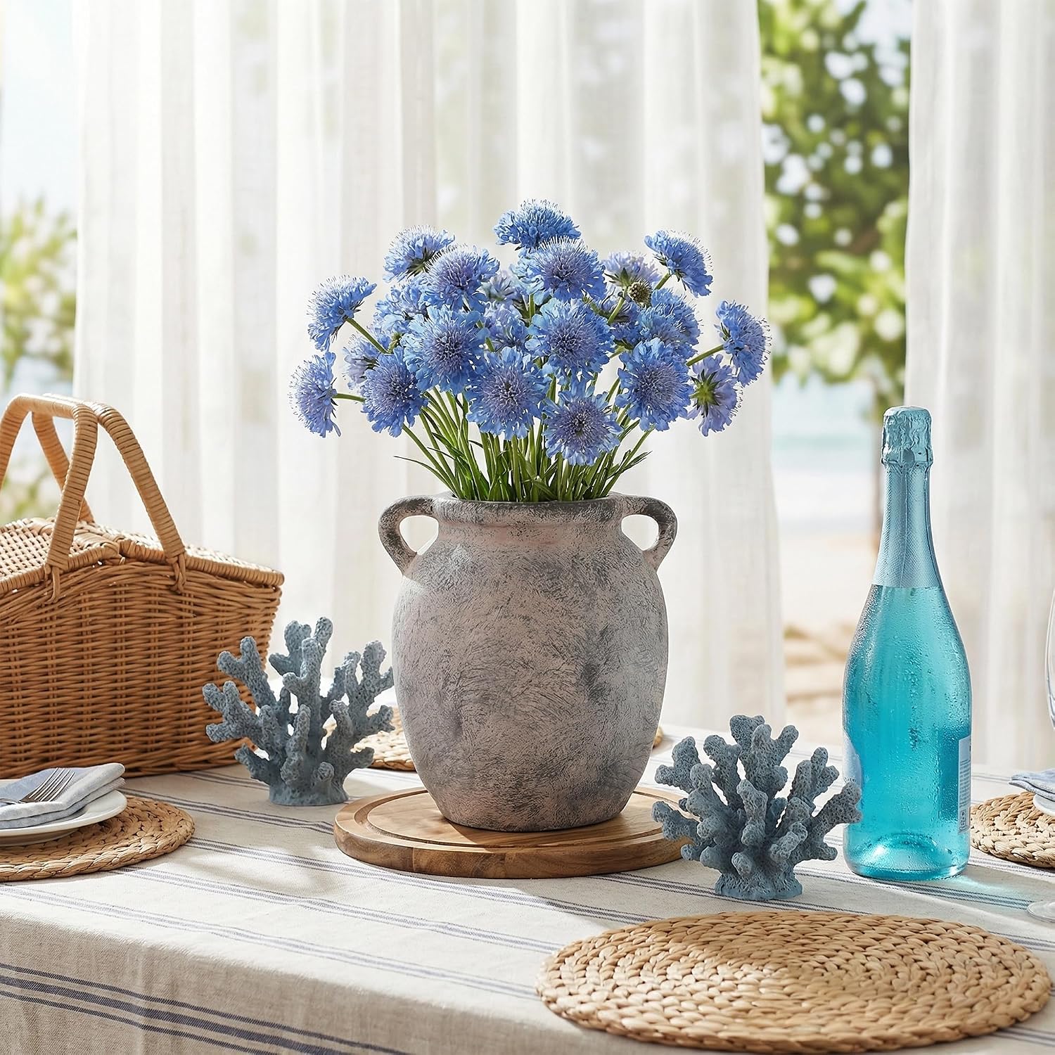 7.28" Double Handle Terracotta Ceramic Vase / 7.28 In-rustic-gray