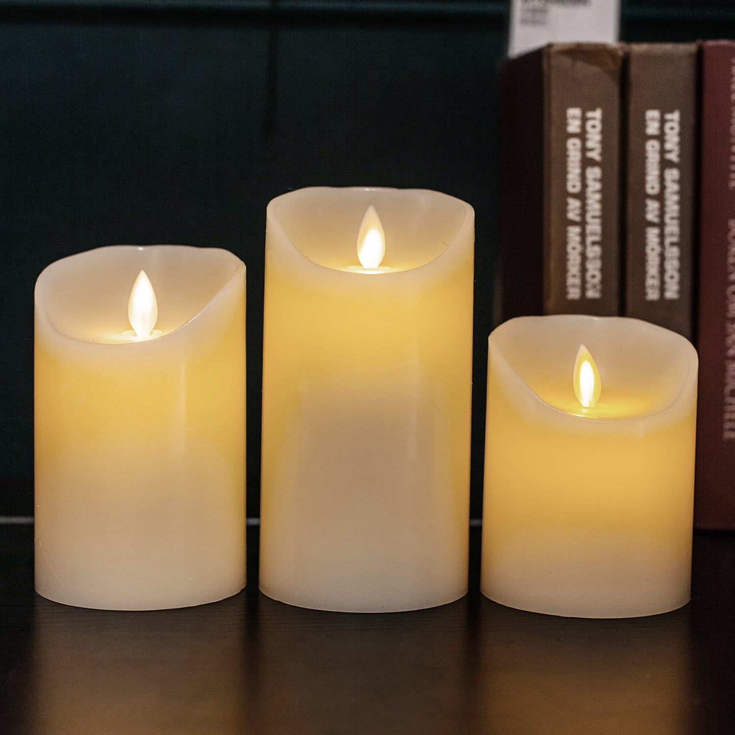 AKU TONPA Flameless Candles Battery Operated Pillar Real Wax Electric LED Flickering Candle Sets with Remote Control