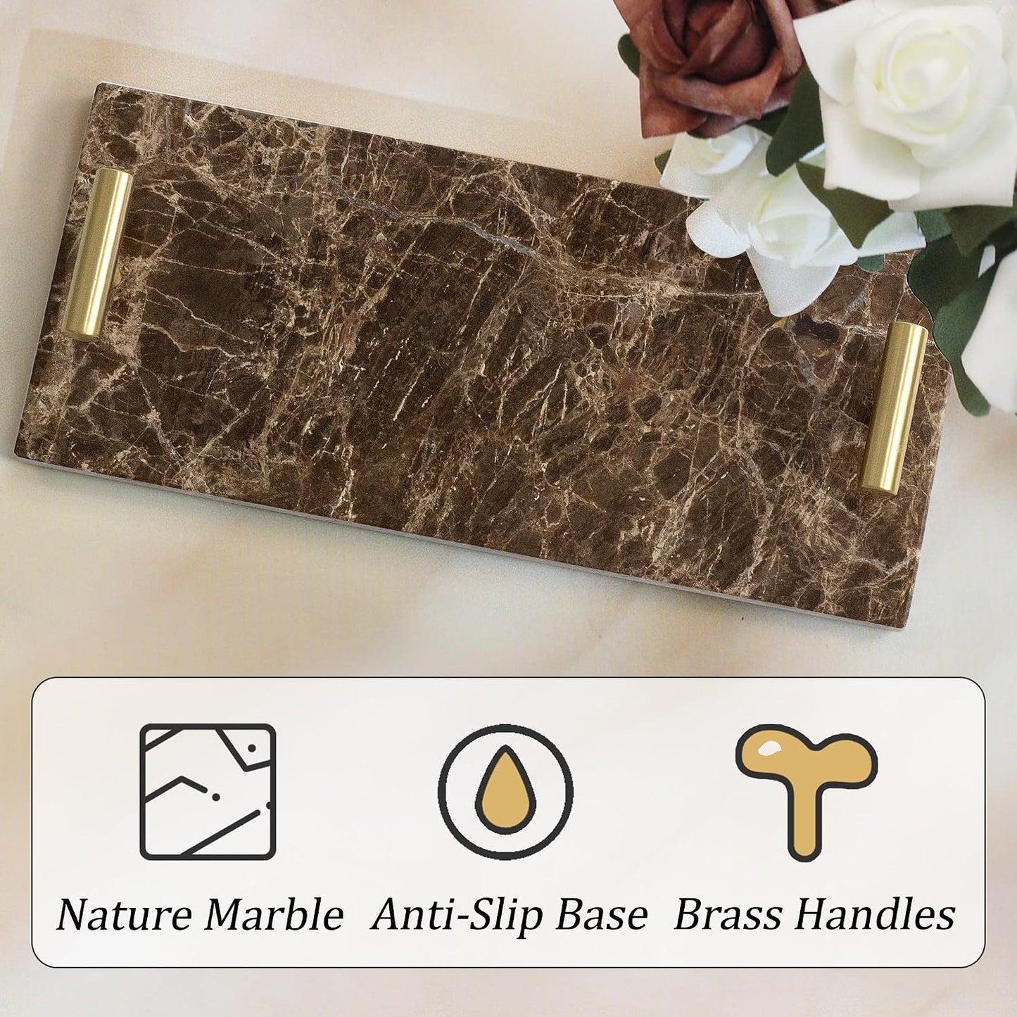 Marble Tray / Marble Napkin Holder / Brown