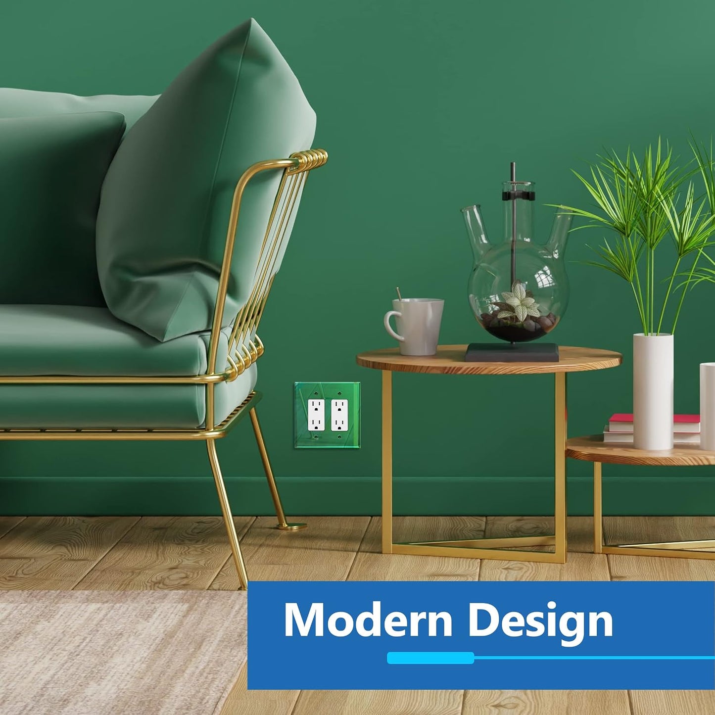 LIDER Double Decorator Wall Plate, Modern, Oversized 2-Gang, 5-Pack | Reflective, Impact Resistant, Mirror Glass Green