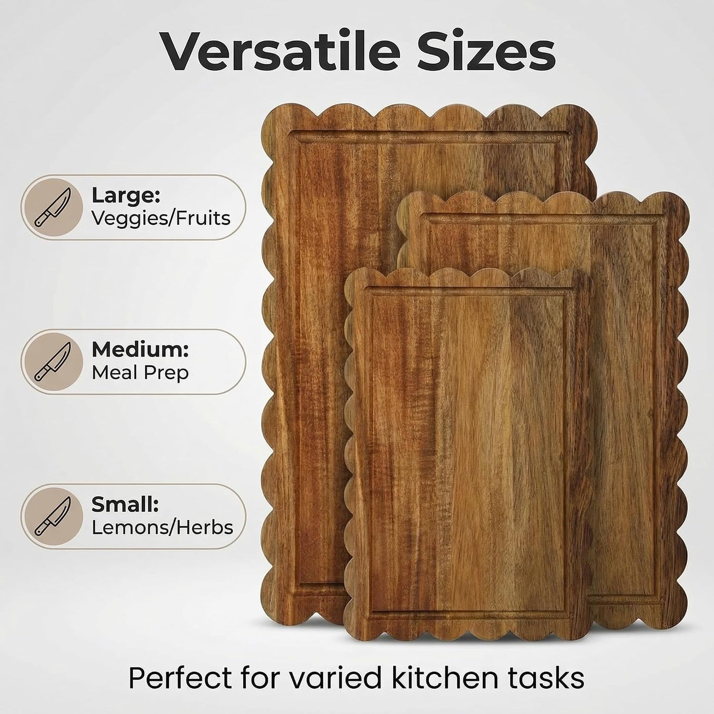 Decorative Charcuterie Board & Cheese Serving Trays / Brown-6 / Set of 3