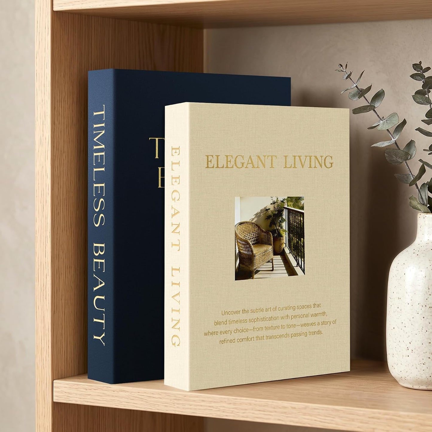 Linen Faux Book Box Set of 3, Black and White Decorative Books for Shelves, Fake Books for Decoration with Secret