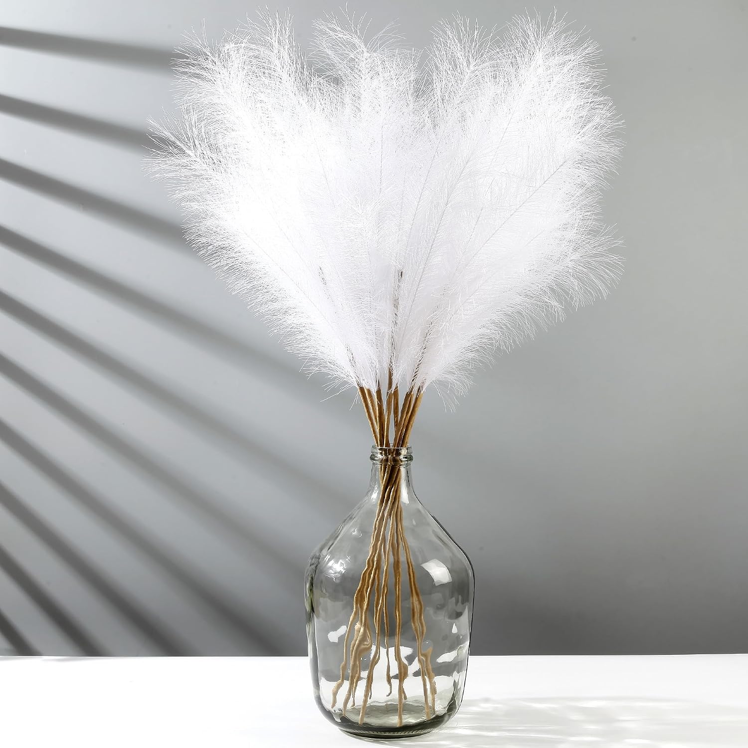 Faux Pampas Grass Decor 38"/ Tall Fake Pompas Floral Large Artificial / White / 3.1 Inch / Set of 12